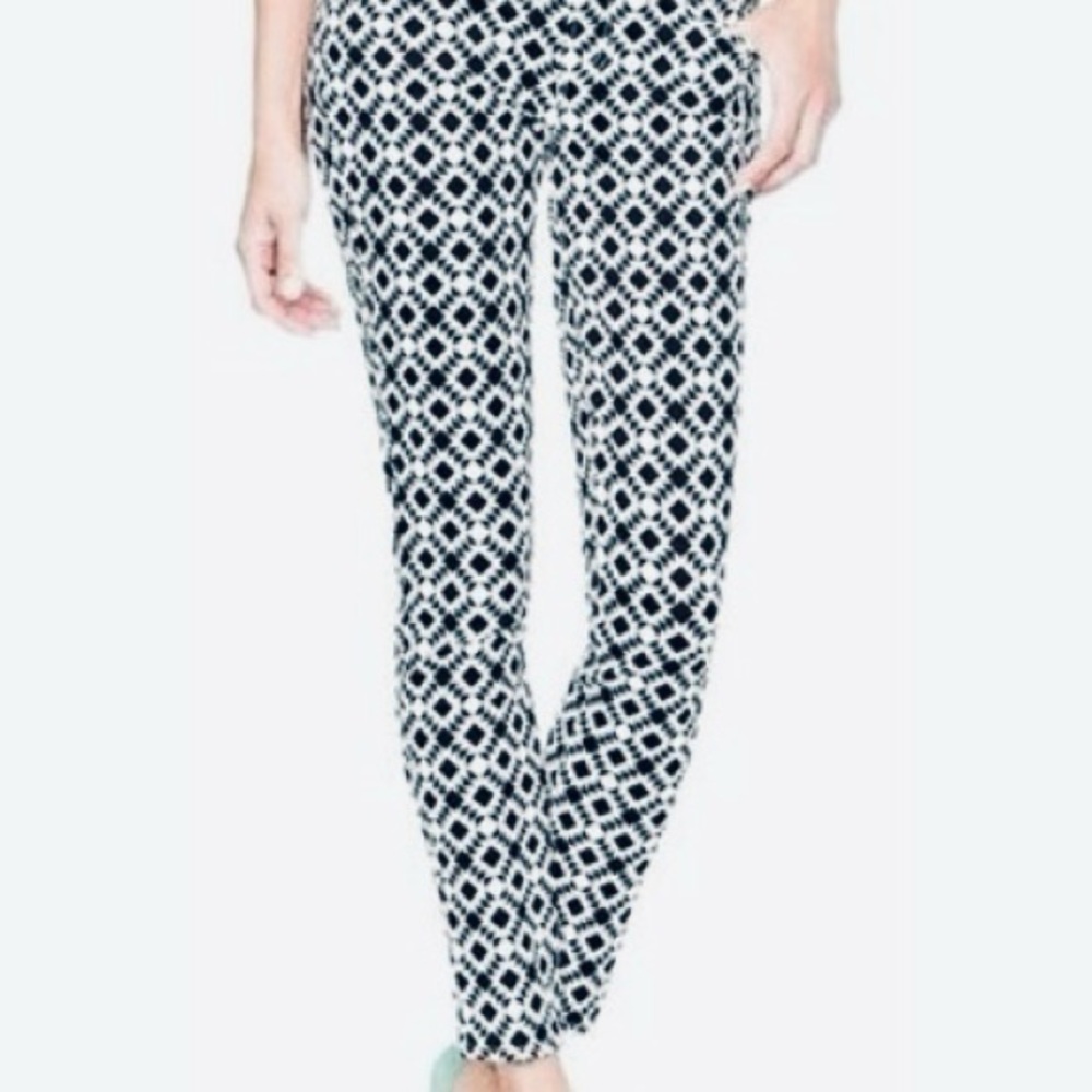 J. CREW VINTAGE GEOMETRIC PRINT TOOTHPICK SKINNY ANKLE PANTS•S/28•NWOT•WOMENS